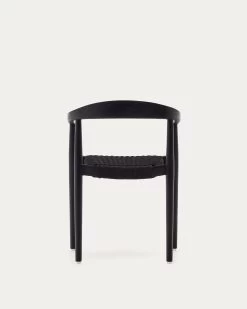Ydalia Stackable Outdoor Chair In Solid Teak Wood With Black Finish And Black Rope | Kave Home -Quality Furniture Store J0600076JJ01 1V05