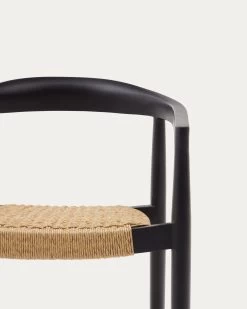 Ydalia Stackable Outdoor Chair In Solid Teak Wood With Black Finish And Synthetic Rattan Rope | Kave Home 14 Ydalia Stackable Outdoor Chair In Solid Teak Wood With Black Finish And Synthetic Rattan Rope | Kave Home -Quality Furniture Store J0600076SS46 1D01
