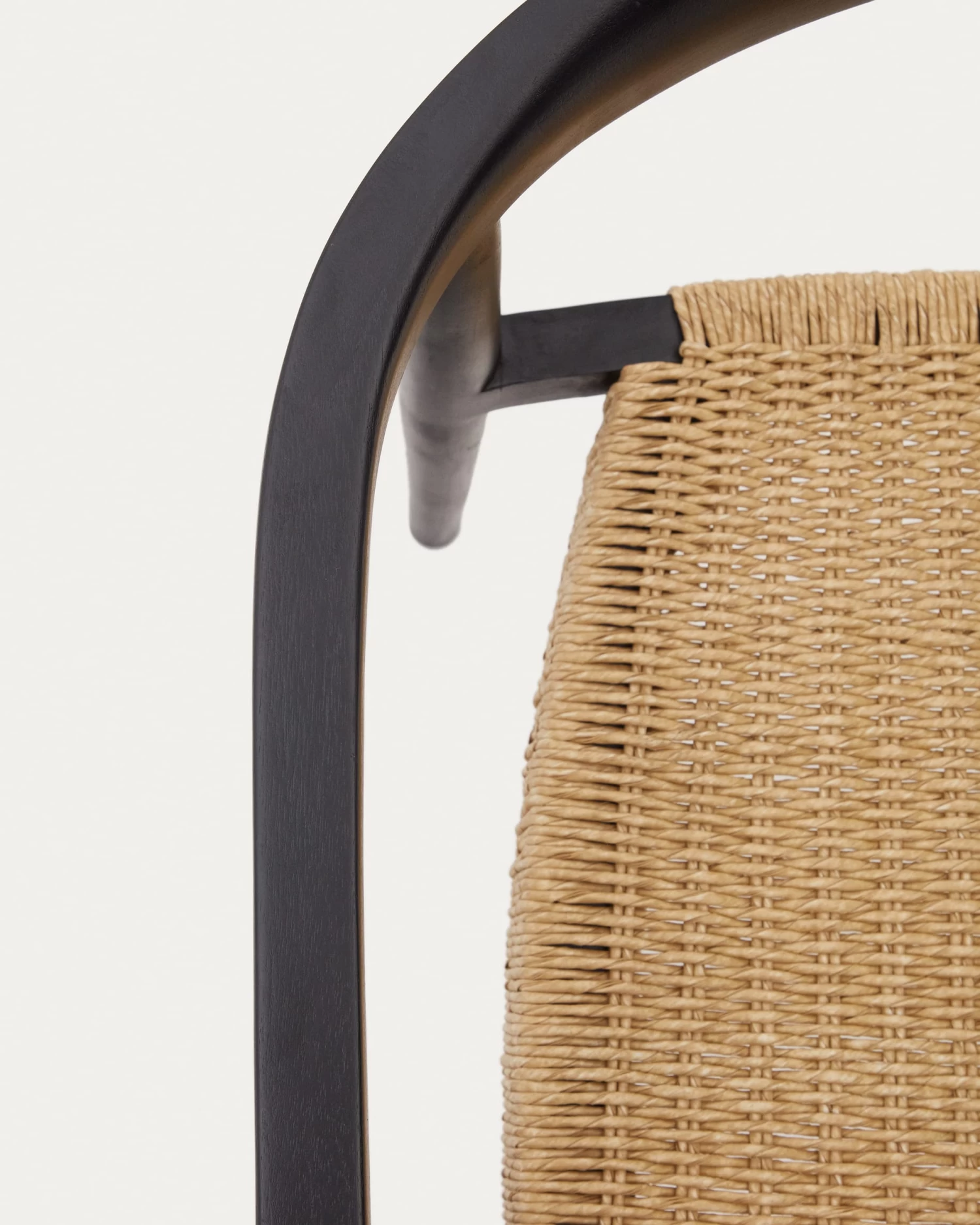 Ydalia Stackable Outdoor Chair In Solid Teak Wood With Black Finish And Synthetic Rattan Rope | Kave Home 7 Ydalia Stackable Outdoor Chair In Solid Teak Wood With Black Finish And Synthetic Rattan Rope | Kave Home - Image 5