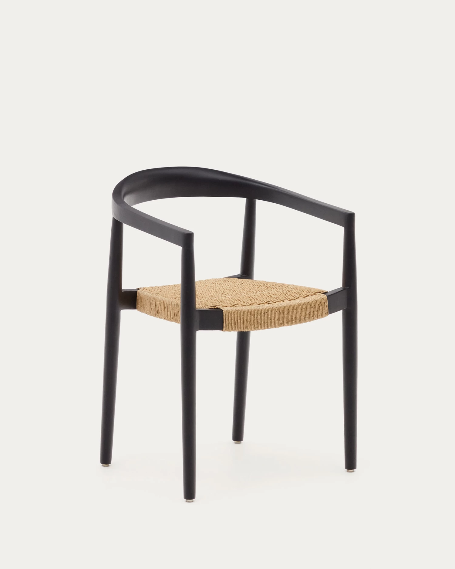 Ydalia Stackable Outdoor Chair In Solid Teak Wood With Black Finish And Synthetic Rattan Rope | Kave Home 3 Ydalia Stackable Outdoor Chair In Solid Teak Wood With Black Finish And Synthetic Rattan Rope | Kave Home