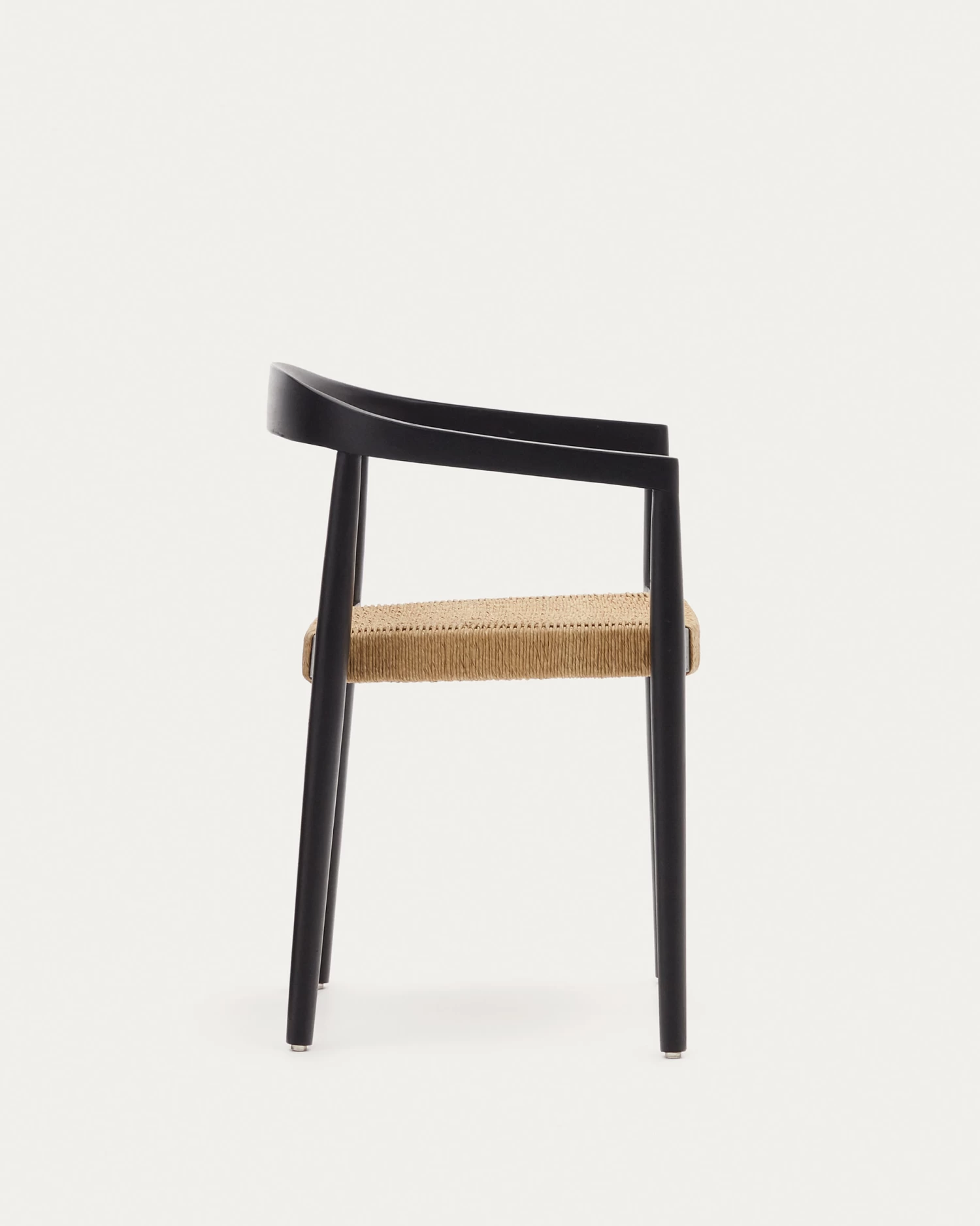 Ydalia Stackable Outdoor Chair In Solid Teak Wood With Black Finish And Synthetic Rattan Rope | Kave Home 8 Ydalia Stackable Outdoor Chair In Solid Teak Wood With Black Finish And Synthetic Rattan Rope | Kave Home - Image 6