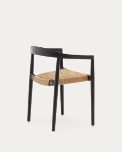 Ydalia Stackable Outdoor Chair In Solid Teak Wood With Black Finish And Synthetic Rattan Rope | Kave Home 19 Ydalia Stackable Outdoor Chair In Solid Teak Wood With Black Finish And Synthetic Rattan Rope | Kave Home -Quality Furniture Store J0600076SS46 1V03