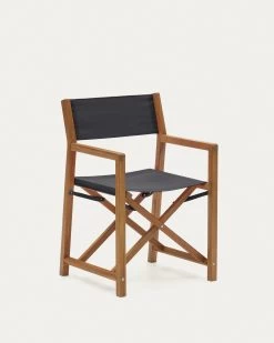 Thianna Folding Outdoor Chair In Black With Solid Acacia Wood FSC 100% | Kave Home