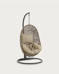 Hanging Armchair With Dark Grey Florina Brown Feet | Kave Home