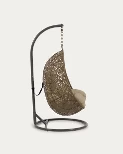 Hanging Armchair With Dark Grey Florina Brown Feet | Kave Home 13 Hanging Armchair With Dark Grey Florina Brown Feet | Kave Home -Quality Furniture Store J1000030FN10 1V02