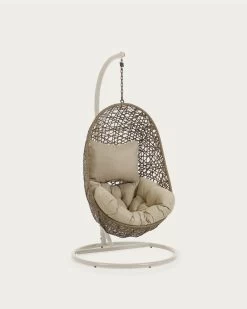 Hanging Armchair With Light Grey Florina Brown Feet | Kave Home
