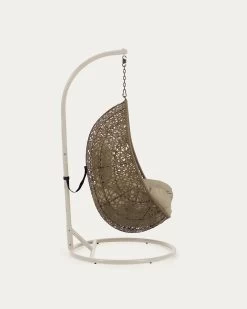 Hanging Armchair With Light Grey Florina Brown Feet | Kave Home 13 Hanging Armchair With Light Grey Florina Brown Feet | Kave Home -Quality Furniture Store J1000031FN10 1V02