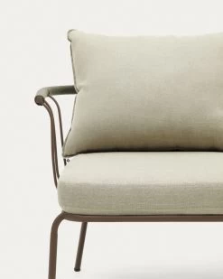 Salguer Sofa In Green Cord And Steel With A Brown Painted Finish 134 Cm | Kave Home -Quality Furniture Store J1400005RR19 1D01