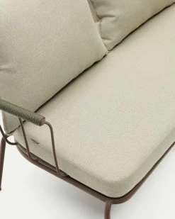 Salguer Sofa In Green Cord And Steel With A Brown Painted Finish 134 Cm | Kave Home -Quality Furniture Store J1400005RR19 1D02