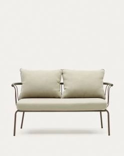 Salguer Sofa In Green Cord And Steel With A Brown Painted Finish 134 Cm | Kave Home