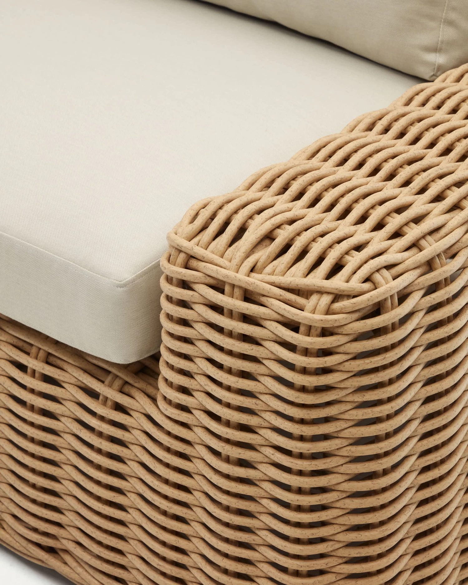 Portlligat 3 Seater Faux Rattan Outdoor Sofa In A Natural Finish | Kave Home 7 Portlligat 3 Seater Faux Rattan Outdoor Sofa In A Natural Finish | Kave Home - Image 5