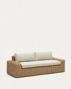 Portlligat 3 Seater Faux Rattan Outdoor Sofa In A Natural Finish | Kave Home 13 Portlligat 3 Seater Faux Rattan Outdoor Sofa In A Natural Finish | Kave Home -Quality Furniture Store J1400021JJ14 1V02