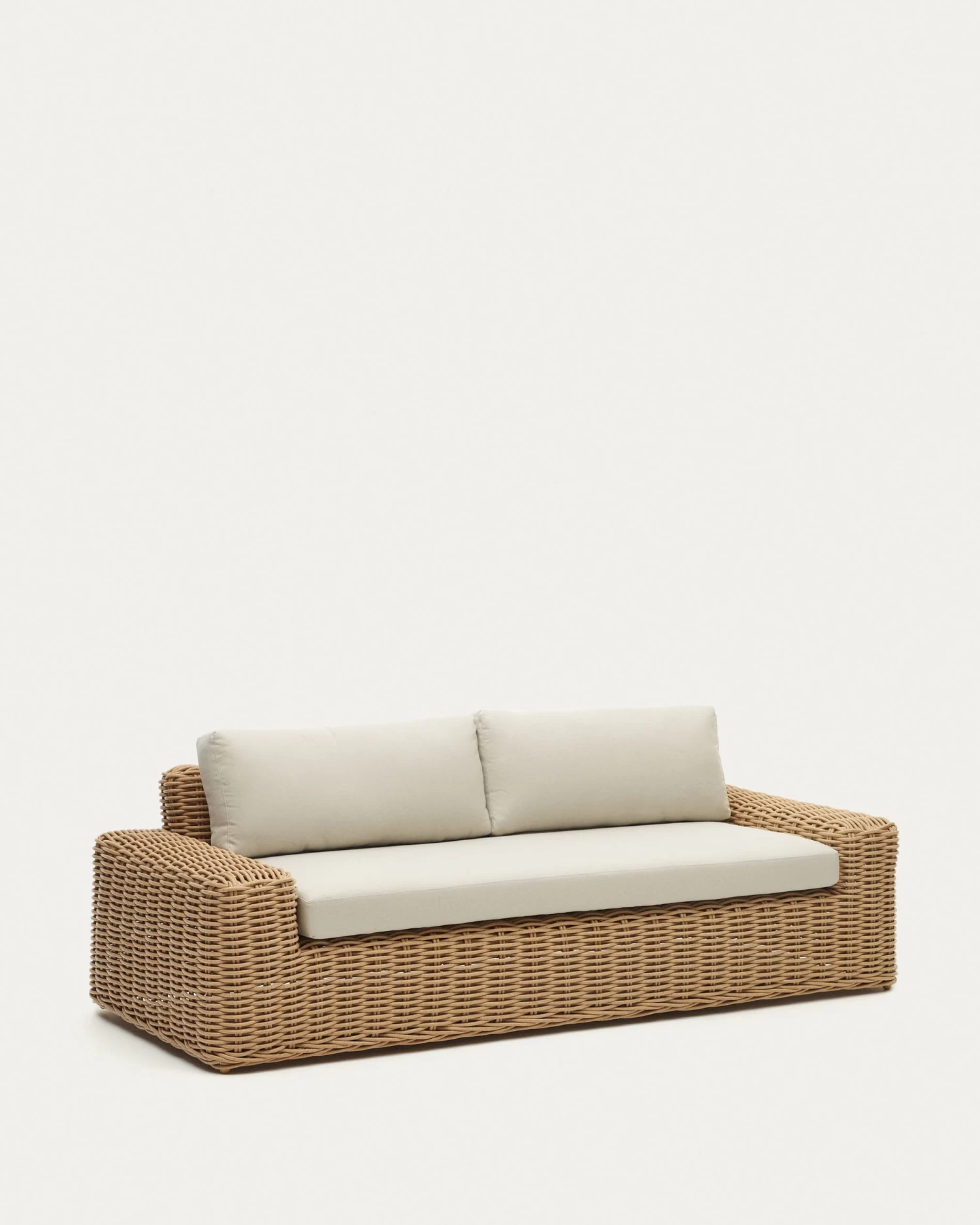 Portlligat 3 Seater Faux Rattan Outdoor Sofa In A Natural Finish | Kave Home 8 Portlligat 3 Seater Faux Rattan Outdoor Sofa In A Natural Finish | Kave Home - Image 6