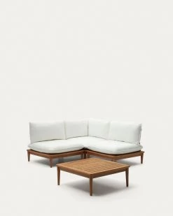 Portitxol Set Of 1 Corner Armchair 2 Modular Armchairs And Coffee Table In Solid Teak | Kave Home -Quality Furniture Store J2100004JJ05 1V02