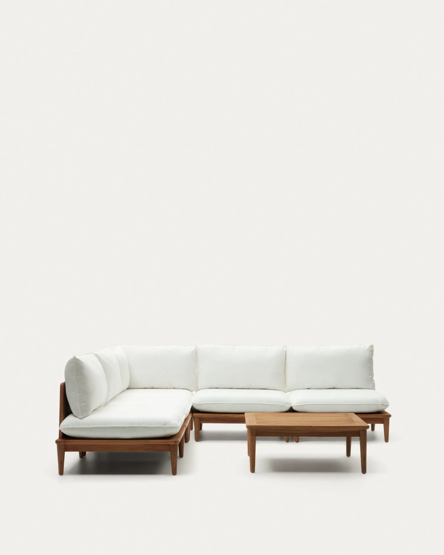 Portitxol Set Of 1 Corner Armchair 4 Modular Armchairs And Coffee Table In Solid Teak | Kave Home 3 Portitxol Set Of 1 Corner Armchair 4 Modular Armchairs And Coffee Table In Solid Teak | Kave Home