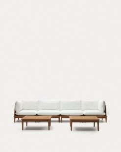 Portitxol Set Of 2 Corner Armchairs 2 Armchairs And 2 Coffee Tables In Solid Teak | Kave Home