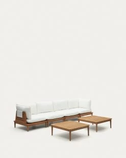 Portitxol Set Of 2 Corner Armchairs 2 Armchairs And 2 Coffee Tables In Solid Teak | Kave Home -Quality Furniture Store J2100006JJ05 1V02