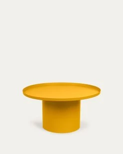 Fleksa Round Coffee Table In Mustard Metal à 72 Cm | Kave Home