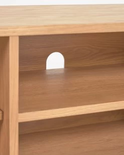 Beyla Solid Oak TV Stand With Two Doors And Oak Veneer 180 X 49 Cm FSC 100%. | Kave Home -Quality Furniture Store LH0355M40AS 1D05