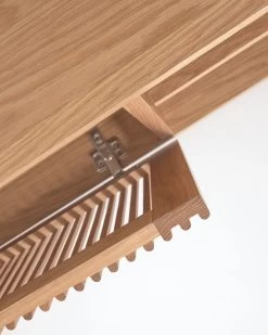 Beyla Solid Oak TV Stand With Two Doors And Oak Veneer 180 X 49 Cm FSC 100%. | Kave Home -Quality Furniture Store LH0355M40AS 1D06