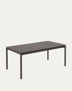 Zaltana Extendable Aluminium Outdoor Table With Matt Dark Grey Finish 140 (200) X 90 Cm | Kave Home