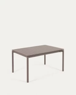Zaltana Extendable Aluminium Outdoor Table With Matt Brown Finish 140 (200) X 90 Cm | Kave Home