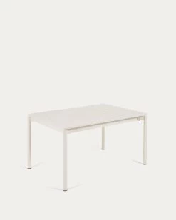 Zaltana Extendable Aluminium Outdoor Table With Matt White Finish 140 (200) X 90 Cm | Kave Home