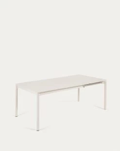 Zaltana Extendable Aluminium Outdoor Table With Matt White Finish 140 (200) X 90 Cm | Kave Home -Quality Furniture Store LH0722R33 1V02