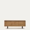 Uxue TV Stand With 3 Solid Acacia Wood Doors In A Natural Finish 150 X 58 Cm | Kave Home -Quality Furniture Store LH1296M46 1V01