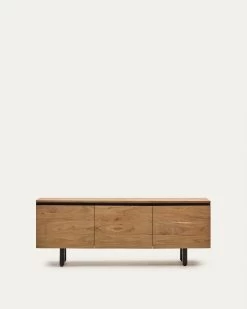 Uxue TV Stand With 3 Solid Acacia Wood Doors In A Natural Finish 150 X 58 Cm | Kave Home