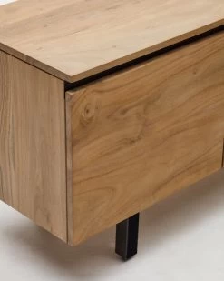 Uxue TV Stand With 4 Solid Acacia Wood Doors In A Natural Finish 200 X 58 Cm | Kave Home -Quality Furniture Store LH1297M46 1D01