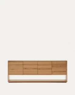 Alguema Sideboard With 4 Doors In Oak Veneer With Natural Finish 200 X 74 Cm | Kave Home