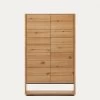 Alguema Tall Sideboard With 2 Doors In Oak Wood Veneer With Natural Finish 100 X 1635 Cm | Kave Home
