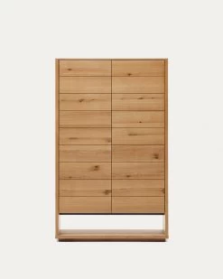 Alguema Tall Sideboard With 2 Doors In Oak Wood Veneer With Natural Finish 100 X 1635 Cm | Kave Home