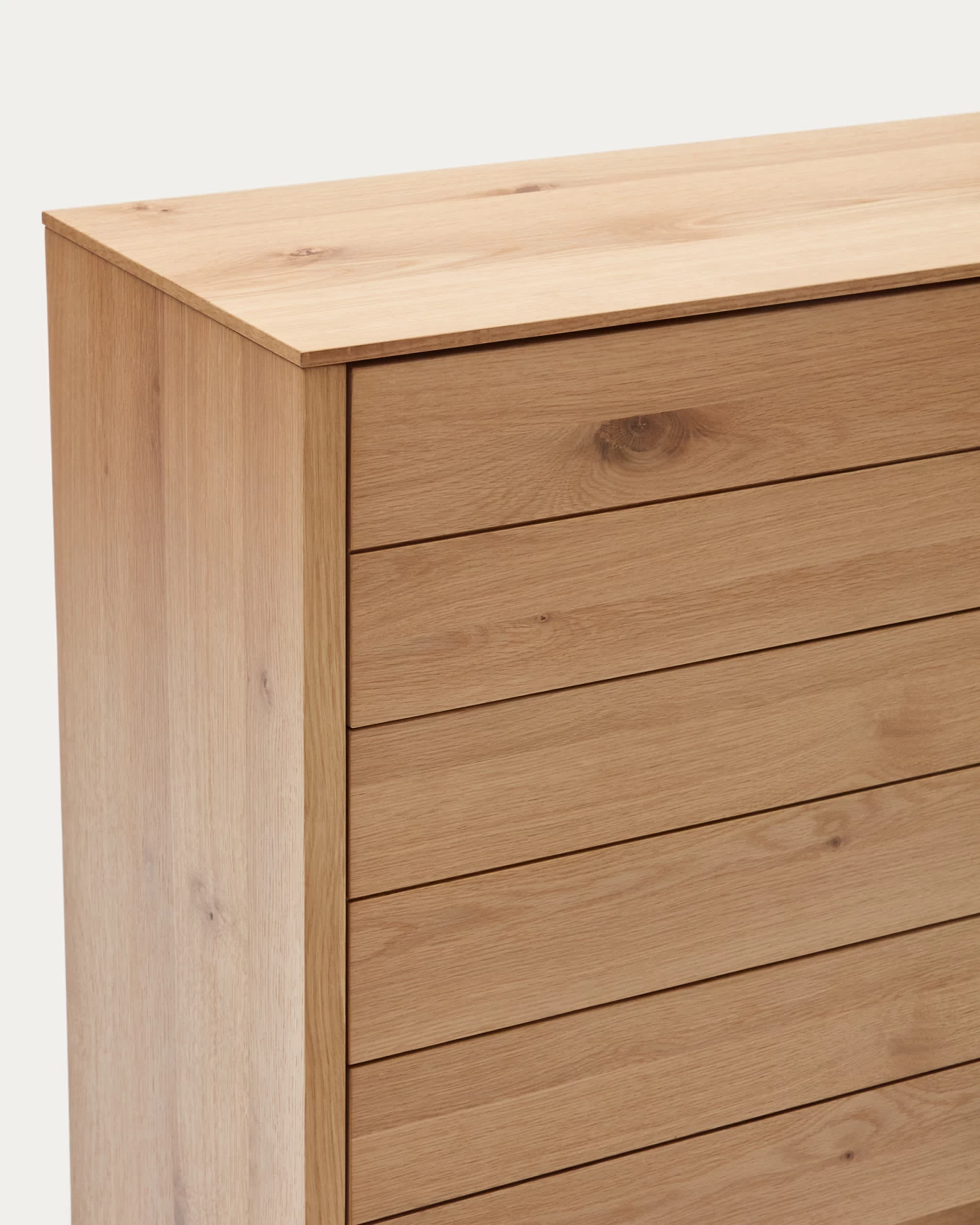 Alguema Chest Of Drawers With 3 Drawers In Oak Wood Veneer With Natural Finish 100 X 97 Cm | Kave Home 5 Alguema Chest Of Drawers With 3 Drawers In Oak Wood Veneer With Natural Finish 100 X 97 Cm | Kave Home - Image 3