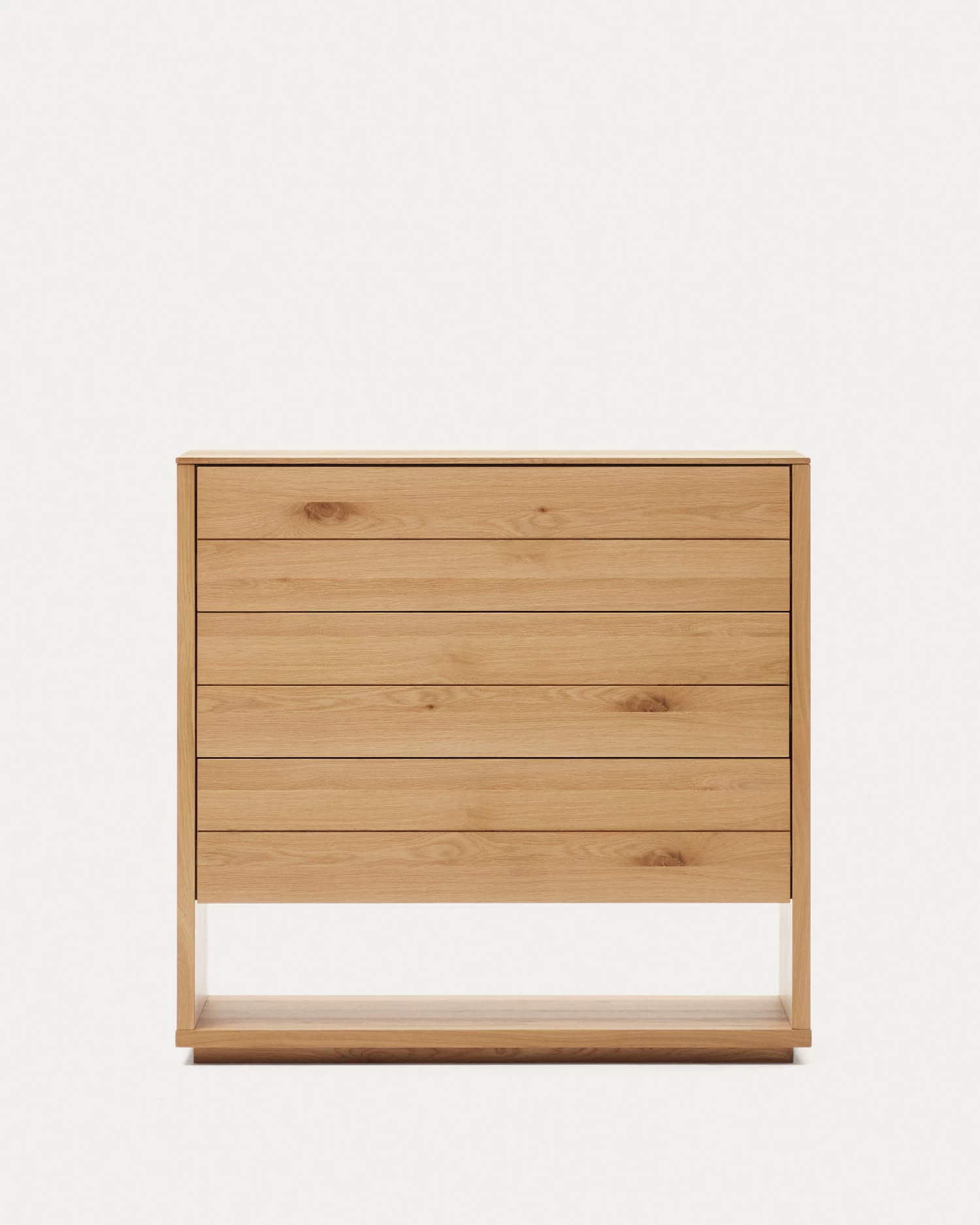 Alguema Chest Of Drawers With 3 Drawers In Oak Wood Veneer With Natural Finish 100 X 97 Cm | Kave Home 3 Alguema Chest Of Drawers With 3 Drawers In Oak Wood Veneer With Natural Finish 100 X 97 Cm | Kave Home
