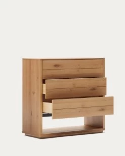 Alguema Chest Of Drawers With 3 Drawers In Oak Wood Veneer With Natural Finish 100 X 97 Cm | Kave Home 16 Alguema Chest Of Drawers With 3 Drawers In Oak Wood Veneer With Natural Finish 100 X 97 Cm | Kave Home -Quality Furniture Store M0400010MM40 1V03