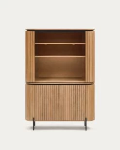 Licia Tall 2 Door Sideboard Made From Mango Wood With Natural Finish And Metal 120x170cm | Kave Home