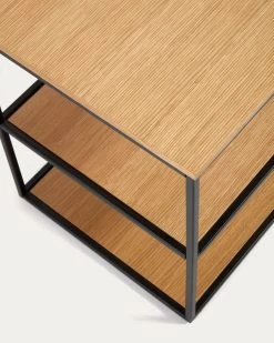 Yoana TV Stand With An Oak Wood Veneer And Painted Black Metal Structure 160 X 40 Cm | Kave Home -Quality Furniture Store M1000003MM40 1D01