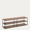 Yoana TV Stand With A Walnut Veneer And Painted Black Metal Structure 160 X 40 Cm | Kave Home