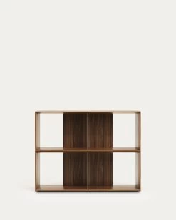 Litto Set Of 2 Modular Shelving Units In Walnut Wood Veneer, 101 X 76 Cm