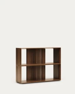 Litto Set Of 2 Modular Shelving Units In Walnut Wood Veneer, 101 X 76 Cm -Quality Furniture Store M1400007MM41 1V02