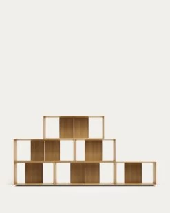 Litto Set Of 6 Modular Shelving Units In Oak Wood Veneer 168 X 114 Cm | Kave Home 21 Litto Set Of 6 Modular Shelving Units In Oak Wood Veneer 168 X 114 Cm | Kave Home -Quality Furniture Store M1400010MM40 1V04