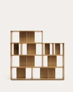 Litto Set Of 9 Modular Shelving Units In Oak Wood Veneer 202 X 114 Cm | Kave Home -Quality Furniture Store M1400011MM40 1V03