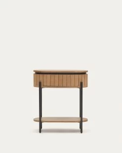 Licia Mango Wood Bedside Table With 1 Drawer With A Natural Finish And Metal 55 X 65 Cm | Kave Home