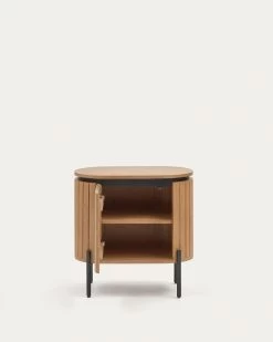 Licia Mango Wood Bedside Table With 1 Door With A Natural Finish And Metal 55 X 55 Cm | Kave Home -Quality Furniture Store N1200003MM46 1V03
