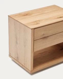 Alguema Bedside Table In Oak Wood Veneer With Natural Finish 60 X 50 Cm | Kave Home -Quality Furniture Store N1200004MM40 1D01