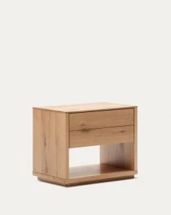 Alguema Bedside Table In Oak Wood Veneer With Natural Finish 60 X 50 Cm | Kave Home -Quality Furniture Store N1200004MM40 1V02
