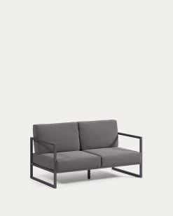 Comova 100% Outdoor 2-seater Sofa In Dark Grey And Black Aluminium 150 Cm | Kave Home