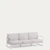 Comova 100% Outdoor 3-seater Sofa In White And White Aluminium 222 Cm | Kave Home -Quality Furniture Store O100 30 ST14 1V01